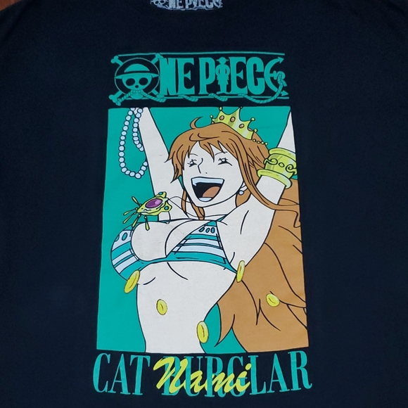 ONE PIECE BLACK GRAPHIC T-SHIRT MEN'S SIZE XL RIPPLE JUNCTION NAMI CAT BURGLAR - Picture 1 of 4